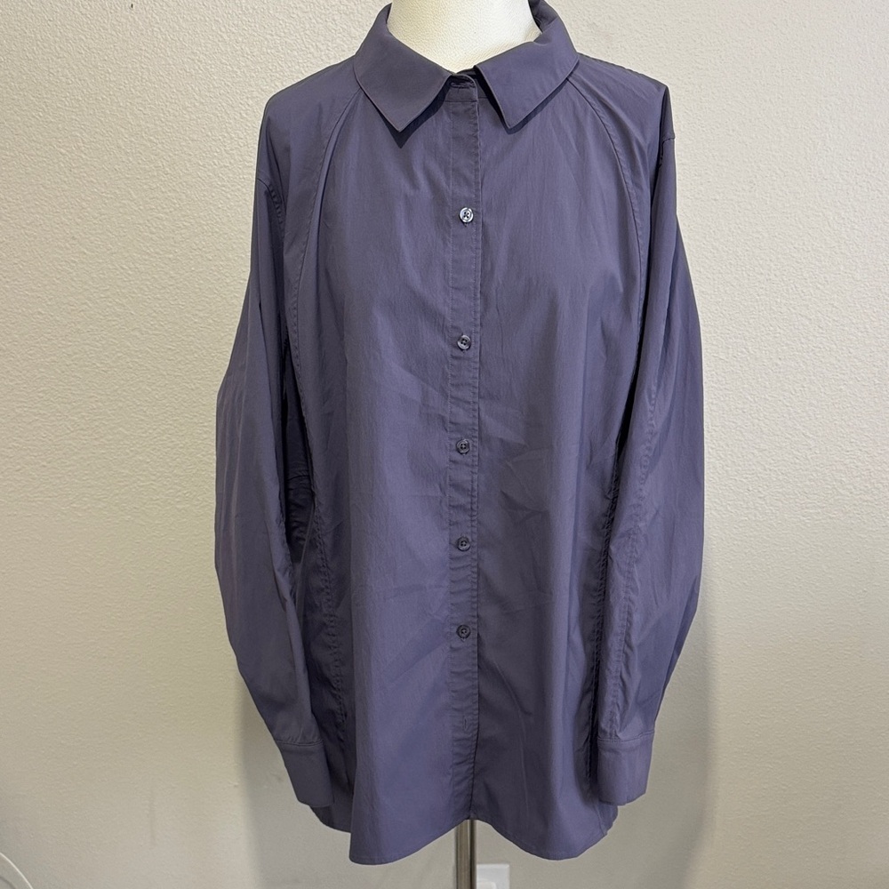Athleta A Frame Poplin Performance Button Up Shirt - image 1